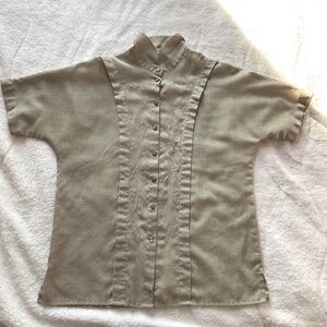 Brown Short sleeved linen Susan Van Heusen blouse